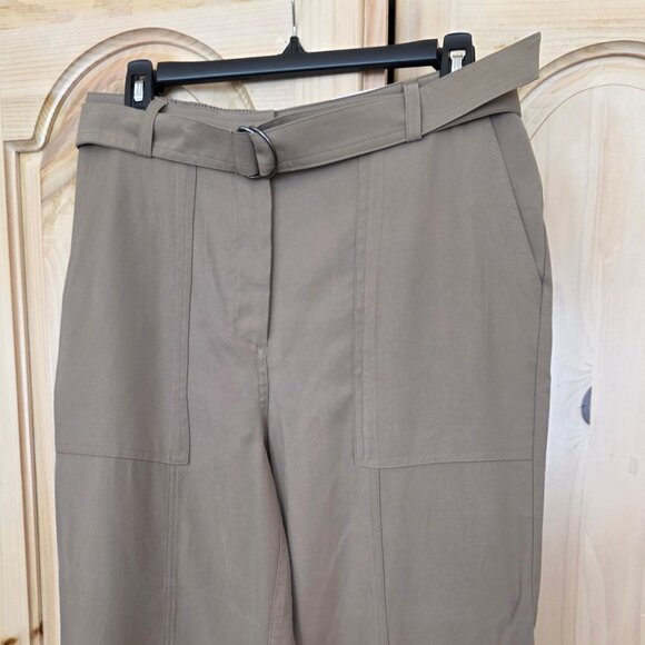 Nine West Women Belted High Rise Cargo Pant Tapered Leg Brown/Khaki Size M NWT - Picture 1 of 8